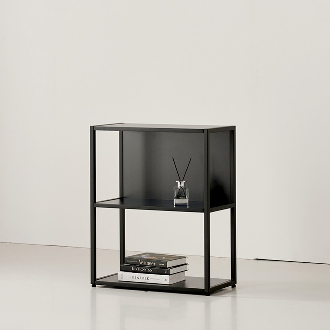 하모벨 티체 스틸 선반 책장, 블랙 + 블랙, 2단