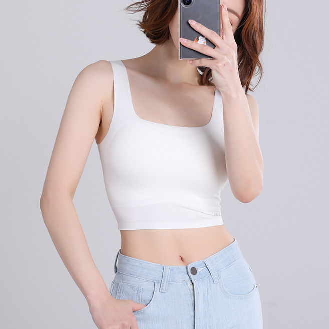 arua 아루아 스퀘어넥 넓은 어깨끈 크롭탑 심리스브라