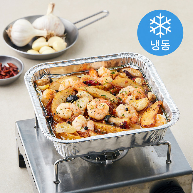 건강한끼 더 푸짐한 큰새우 감바스 + 조리 냄비 세트 370g (냉동), 1세트