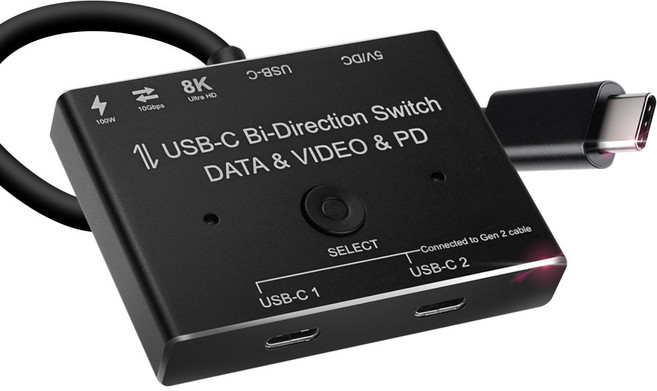컴스 2포트 USB 3.1 Gen2 C타입 양방향 선택기, HB698, 1개
