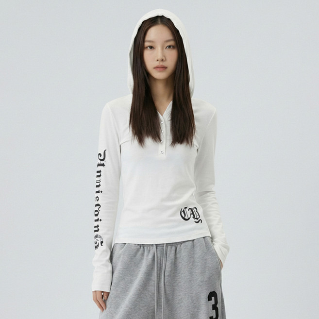 메이첼 아코 레터링 헨리 후드 티셔츠 12468