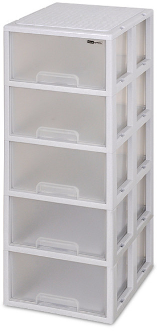 모아시스템즈 클래식 플라스틱 서랍장 중형 5단, 마블 화이트, 1개