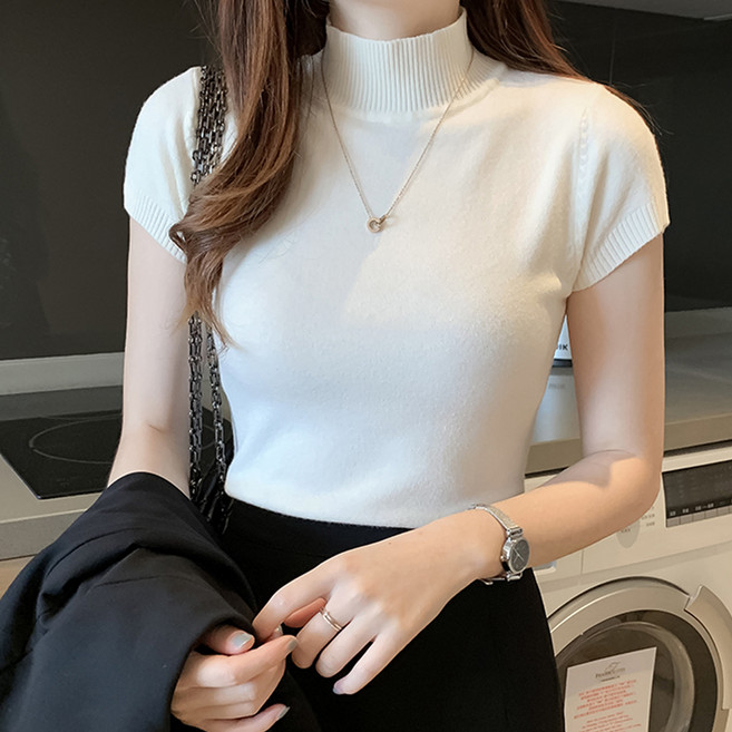 메이첼 여성용 실리안 반팔 폴라 니트티 10890