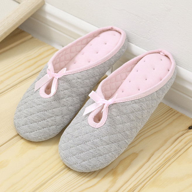 멜리샵 층간소음 순면 쿠션 리본 거실화, 그레이, 1개