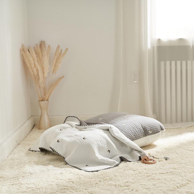 롤베이비 프리미엄 100 자수 신생아 역류방지 수유쿠션 기본, 03문앤스타화이트