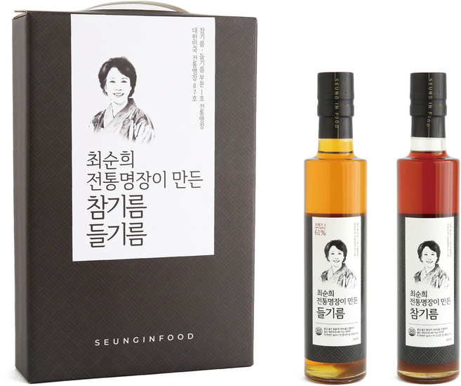 최순희 전통명장이 만든 참기름 300ml + 들기름 300ml 선물세트, 1세트