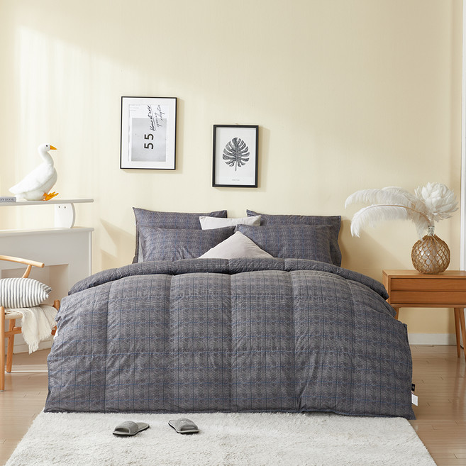 구스앤홈 클래식 켈트 폴란드 구스 사계절용 차렵이불 800g PG80 + 가방, 그레이 믹스