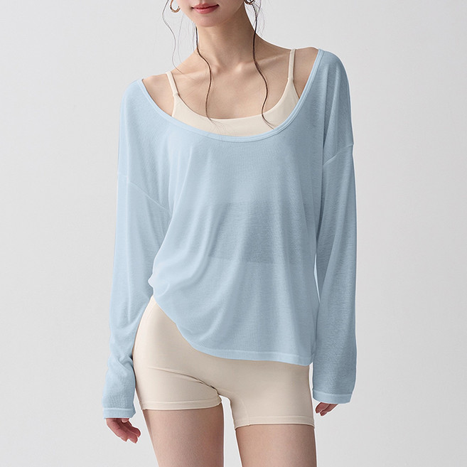 씨오브비 여성용 에어핏 시스루 롱슬리브 커버업 티셔츠