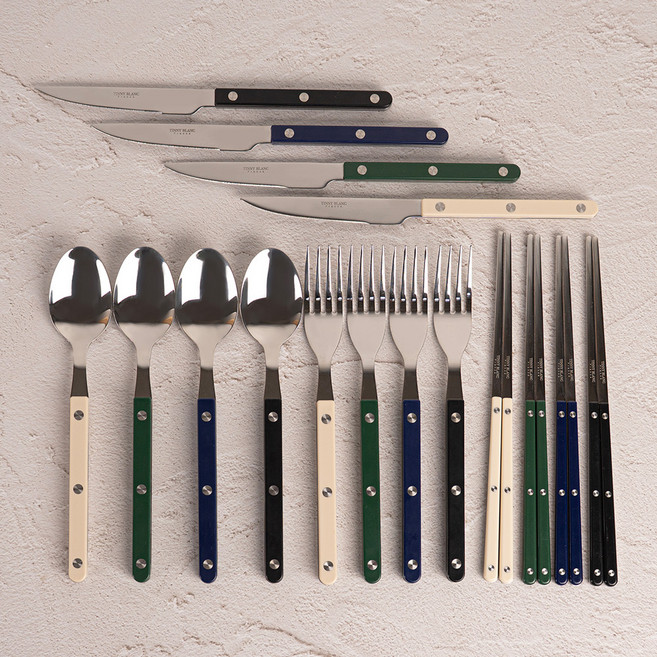 티니블랑 레브 4인 한식 커트러리 풀세트, 다크컬러, 디너스푼 4p + 디너포크 4p + 디너나이프 4p + 젓가락 4p, 1세트