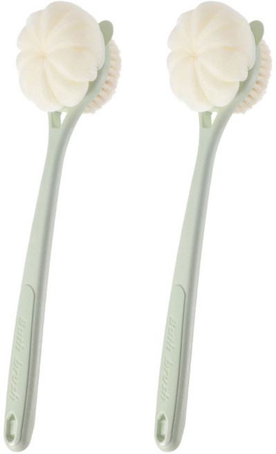 小麥購物 雙面長柄沐浴刷, 抹茶綠, 2支, 1組