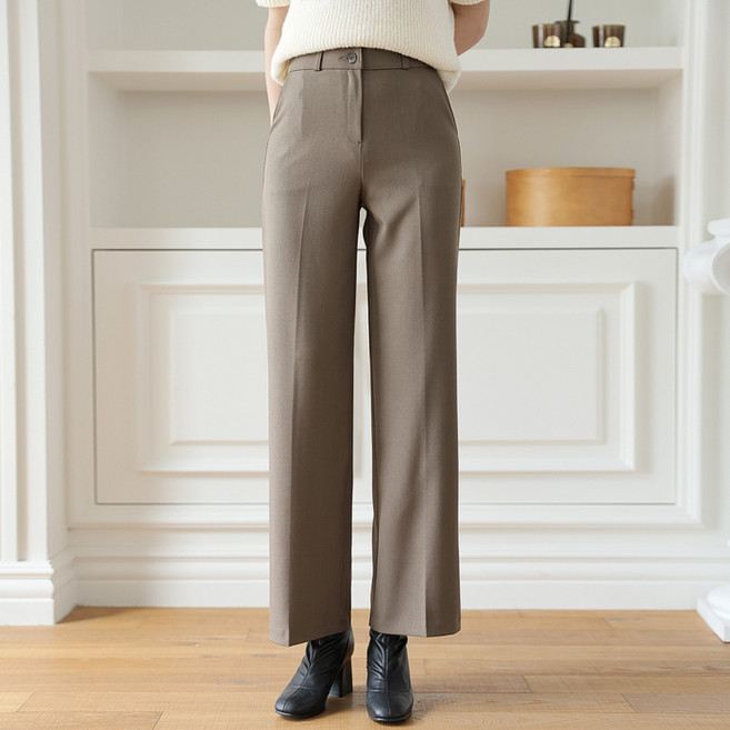 빼빼 여성용 속밴딩 백다트 스판 일자 슬랙스