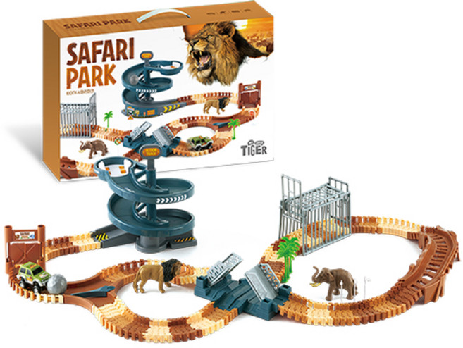 마이리틀타이거 사파리 파크 자동차 작동완구, 혼합색상, 1개