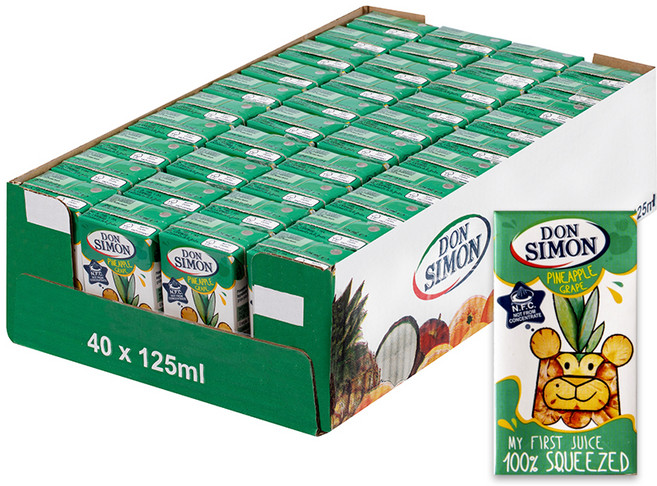 돈시몬 생과일 착즙 파인애플 포도주스, 125ml, 40개