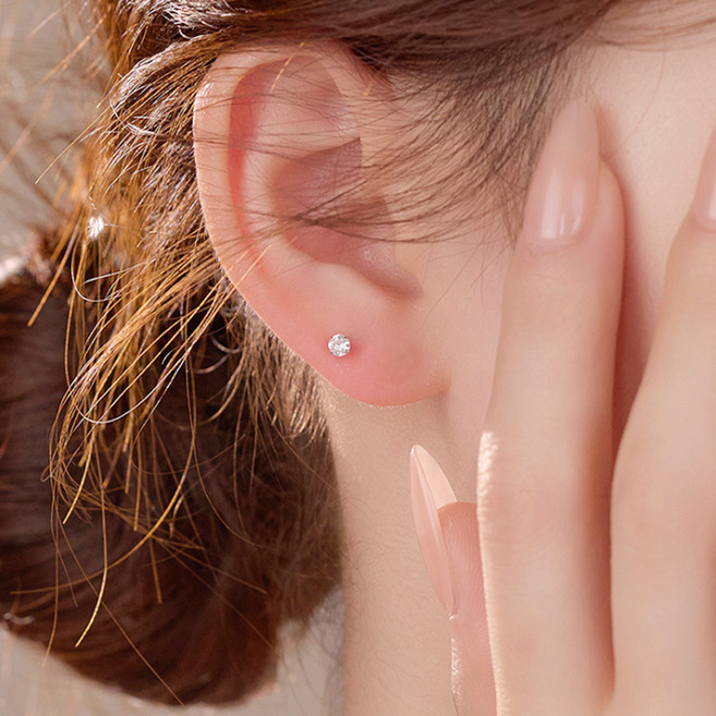 젤루나 여성용 써지컬 0.8mm 큐빅 볼 피어싱 한쌍 3mm P-789