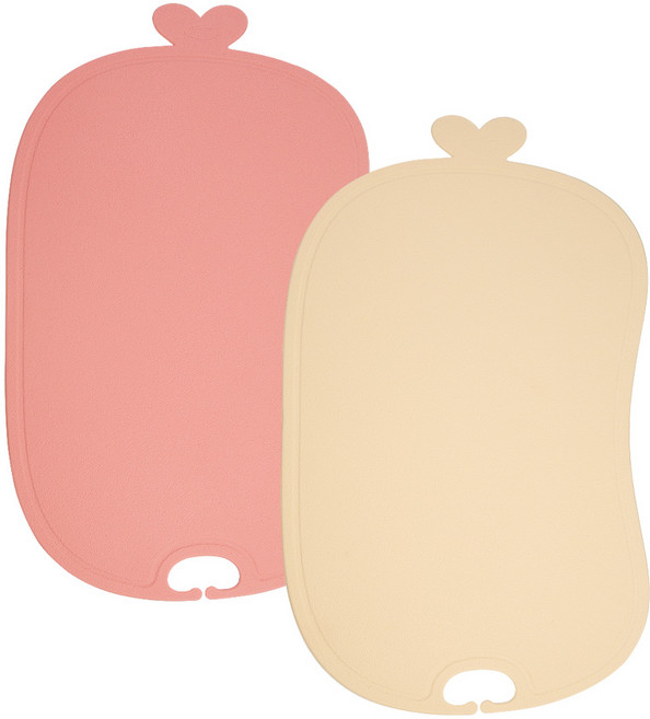 이놀 TPU 이유식 안심 도마 2종 세트, 핑크로즈, 바닐라