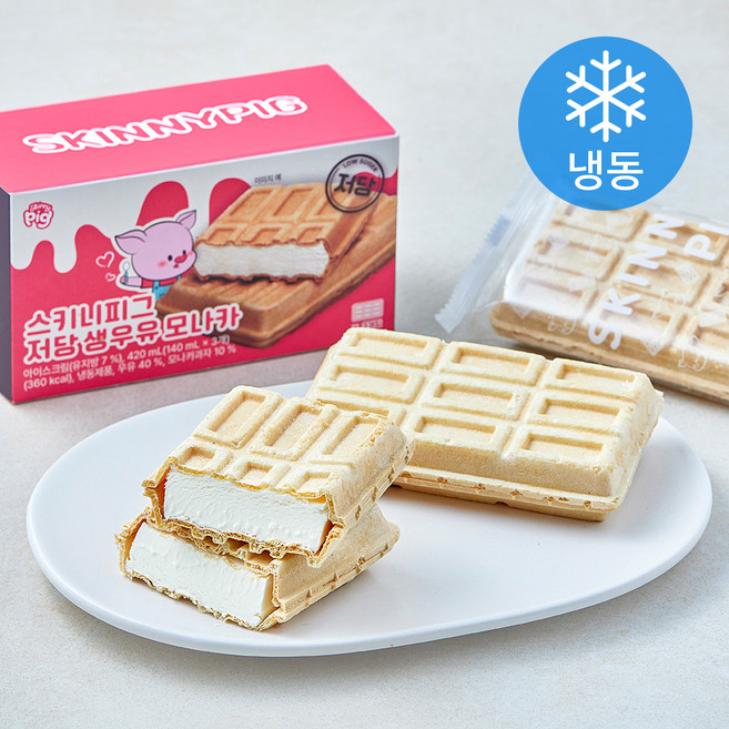 스키니피그 저당 생우유 모나카 (냉동), 1개, 3개입, 140ml