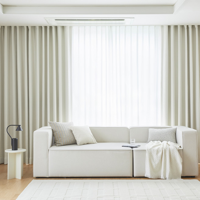 HANSSEM 百褶遮光窗簾組, 奶油象牙白