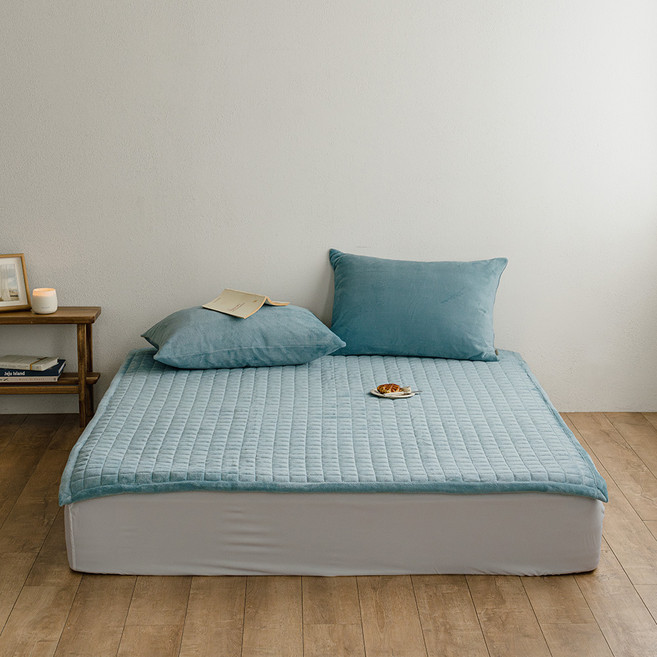 바자르 프리모 토퍼형 극세사 고정밴딩 침대패드, 스카이블루