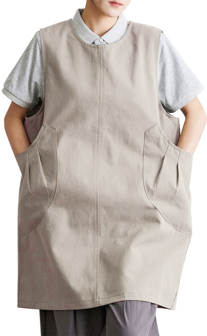 바른리빙 데이브릭 빅사이즈 앞치마, 베이지, 1개