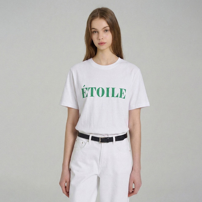 에이비플러스 여성용 에뚜왈 레터링 반팔 티셔츠 LSA2MK34