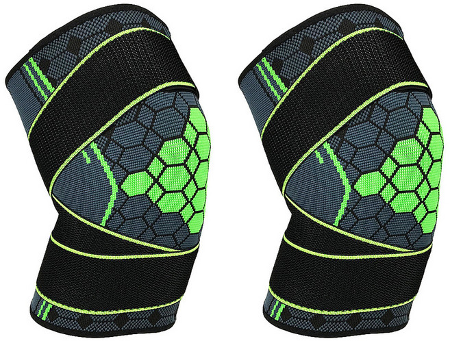 알럽핏 포인트 라인 밴드 무릎 보호대, 2개, 그린