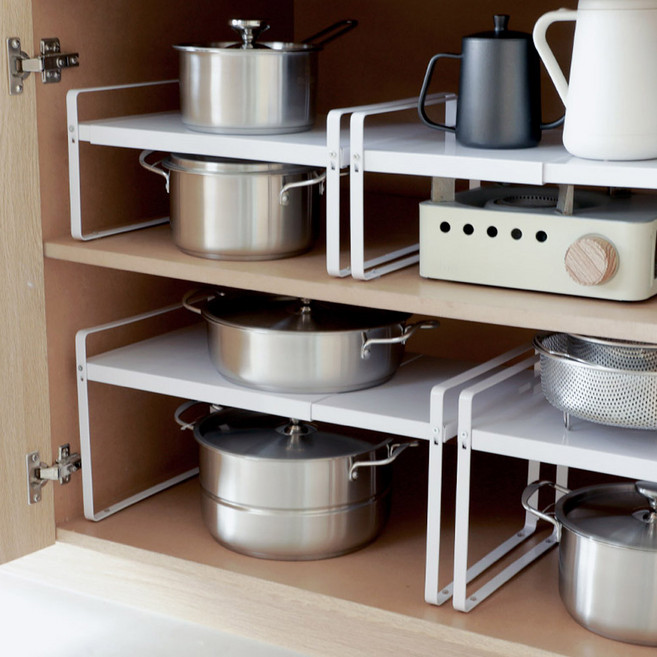 이우아여사 길이조절 탄소강 뉴슬라이드 주방정리선반, 화이트, 1개