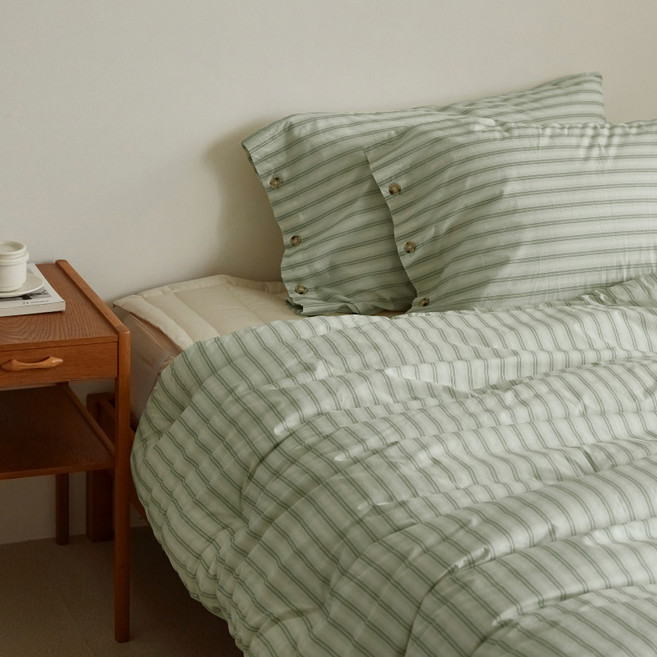 maatila Morning Closet 60支高密度純棉鋪棉被, 綠色袖子