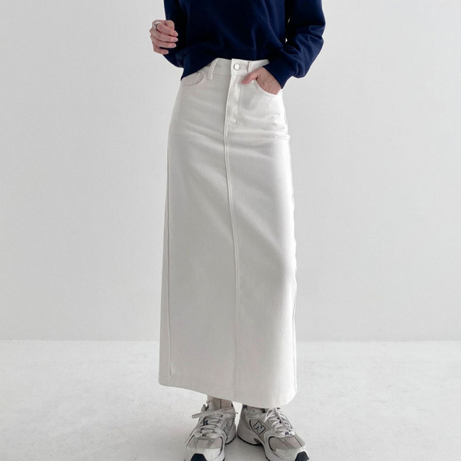 라라온 코튼 기본 롱 뒷트임 치마 TSP3009