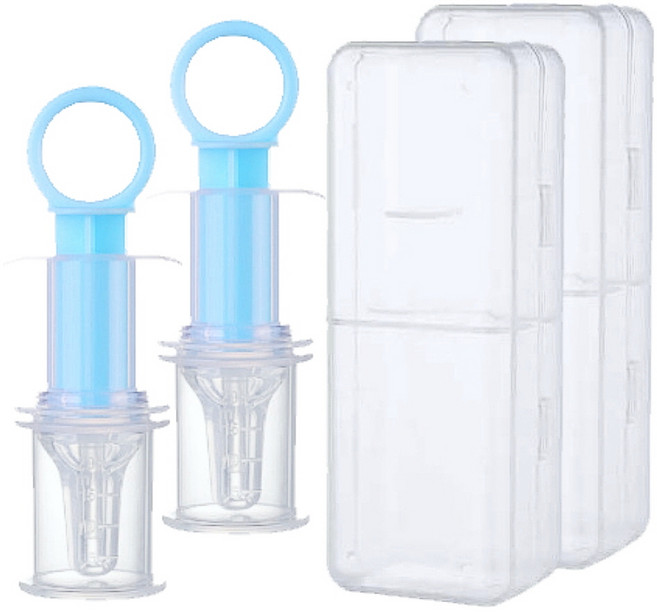 반려동물 젖꼭지 피더 주사기 + 케이스, 스카이, 2세트