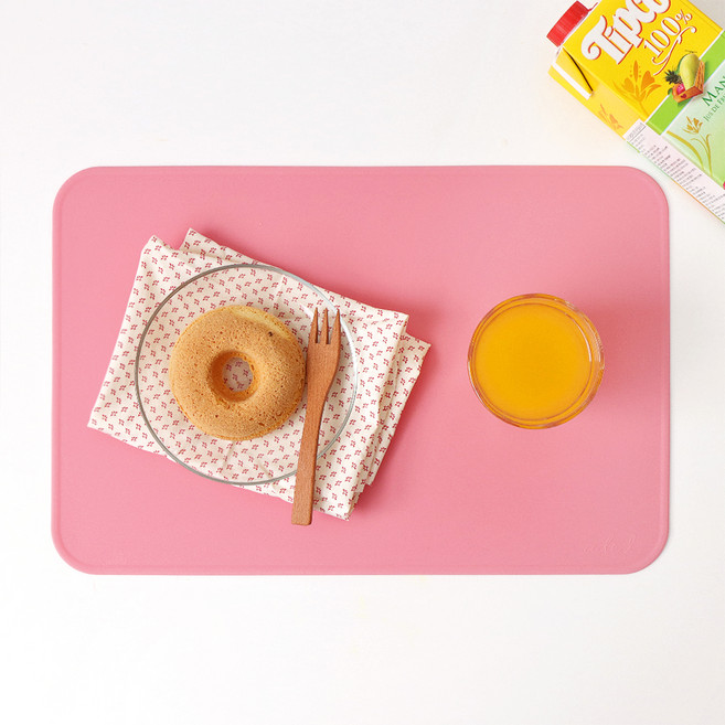 에이드엘 슬림 오브롱 실리콘 테이블매트, 크림핑크, 가로 387mm x 세로 258mm x 두께 1.8mm, 1개