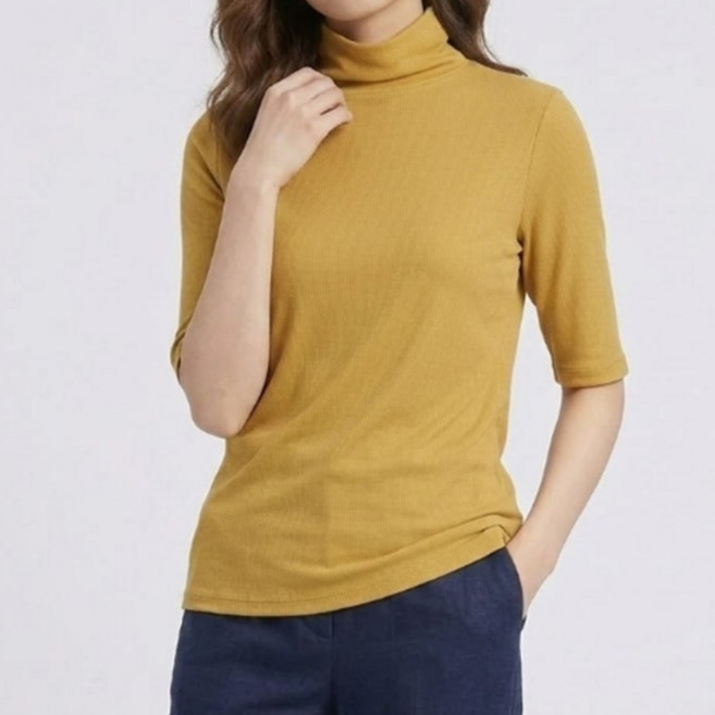 Sonio 女款羅紋高領短袖針織衫