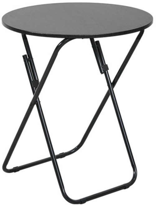 마켓플랜 접이식 심플 라운드 테이블 대형 600mm, 블랙