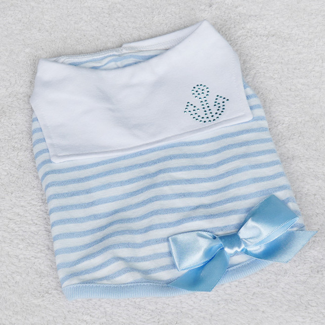 레어밍스 강아지 세일러 스트라이프 탑 티셔츠, BLUE, 1개