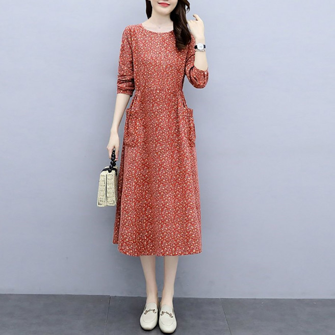 마켓에이 여성용 슬림 포켓 꽃무늬 원피스 빅사이즈 포함