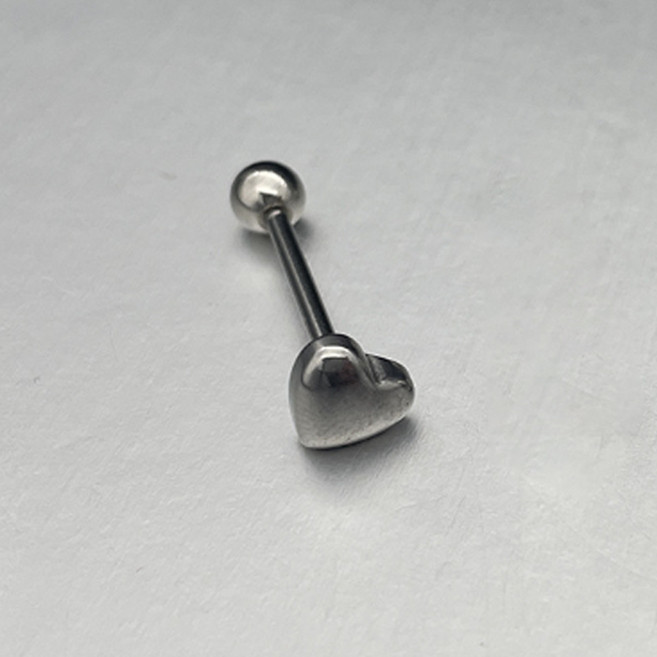 젤루나 여성용 써지컬 볼륨 하트 바벨 혀 피어싱 P87