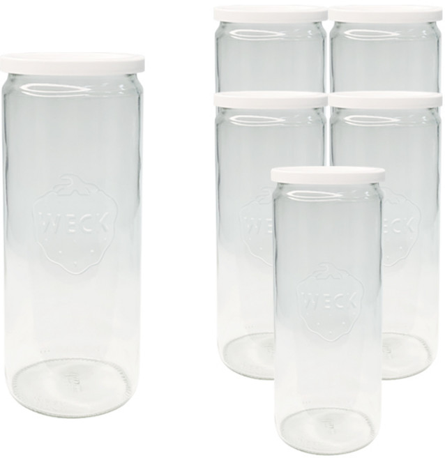 WECK 일자형 유리몸체 6p + PE뚜껑 6p 세트, 600ml, 1세트