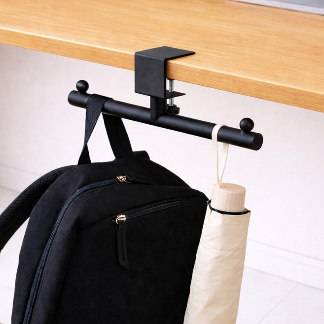 주앤지 무타공 책상 양방향 멀티 가방걸이, 블랙, 1개