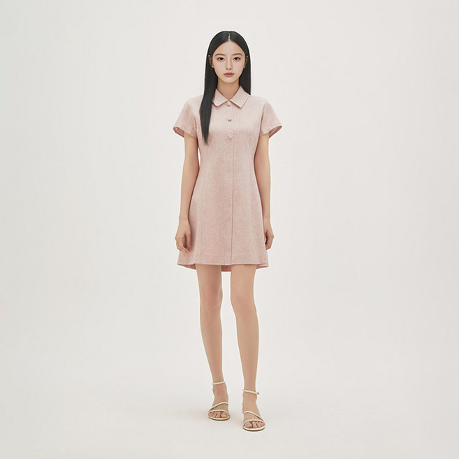 Roem 翻領迷你粗花呢連身裙