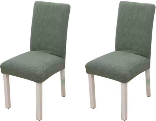 마켓플랜 와플 스판 의자커버 2p, 카키, 2개