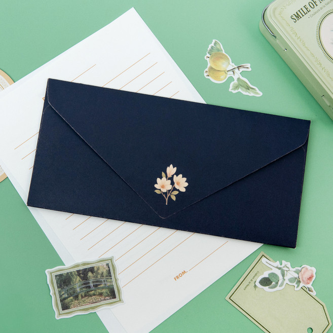 좋은기븐 프리미엄 용돈봉투 화단목련 10p 스티커 12p, 청운색, 1개