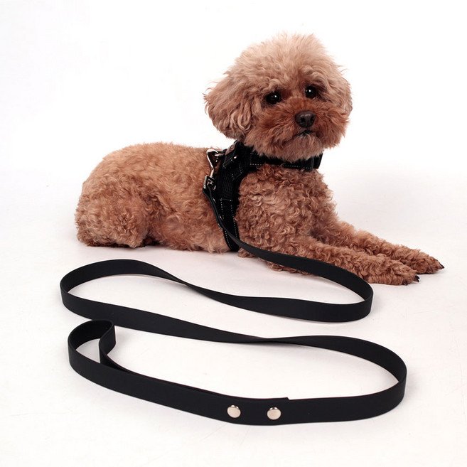 딩동펫 강아지 일체형 방수 리드줄, 블랙, 1개