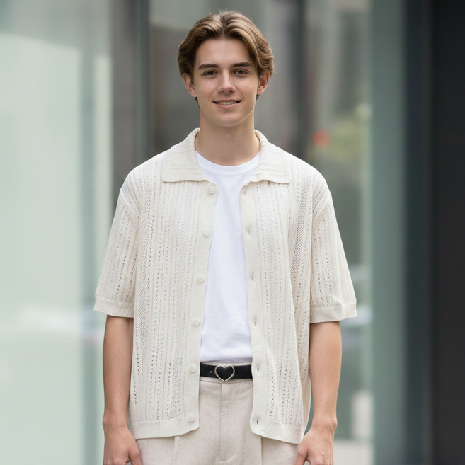 인피어스 남성용 써머 반팔 니트 가디건 I263-90