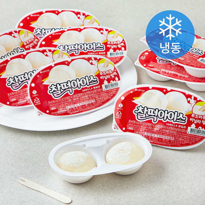 롯데웰푸드 찰떡아이스 바닐라 (냉동), 90ml, 1개입, 24개