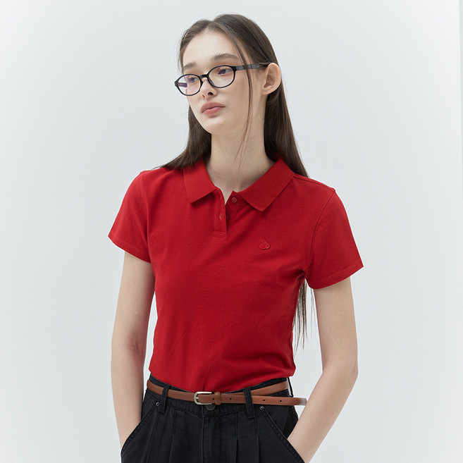 키르시 여성용 플레인 슬림핏 피케 티셔츠