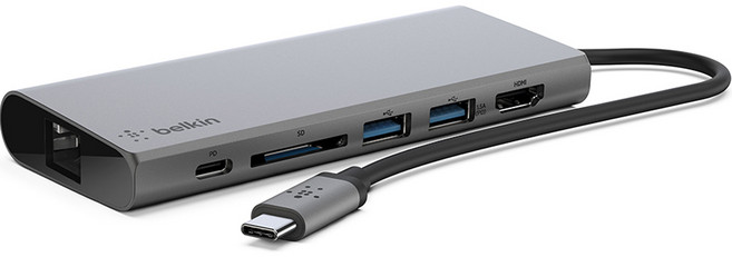 belkin 貝爾金 USB-C 多媒體集線器 F4U092btSGY, 灰色, 1個