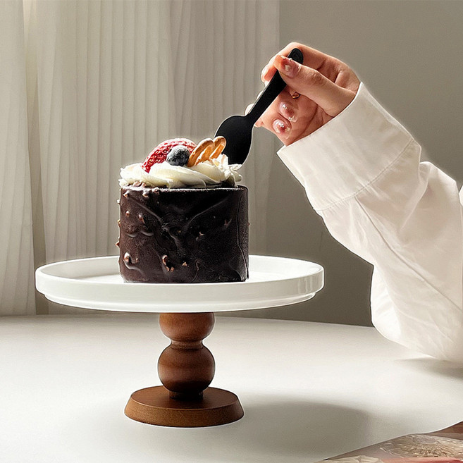 도매토피아 이오니언 스탠드 디저트 접시(브라운), 1개, 브라운