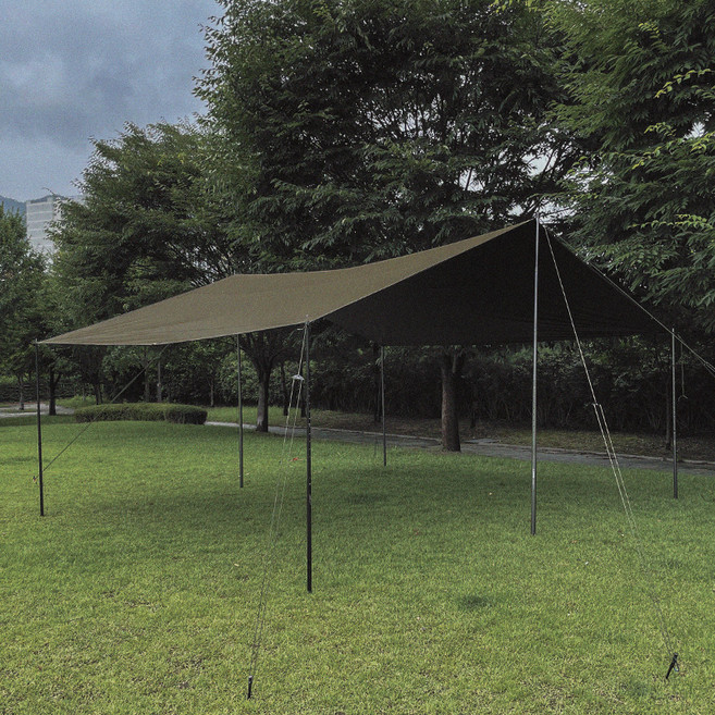 하이그라운즈 캠핑 얼티쉐이드 블랙 코팅 암막 렉타 타프, 카키