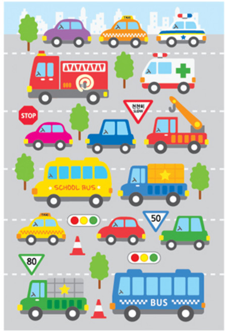 환타스틱스 쁘띠스티커 뛰뛰빵빵 PS-22005, 혼합색상, 10개