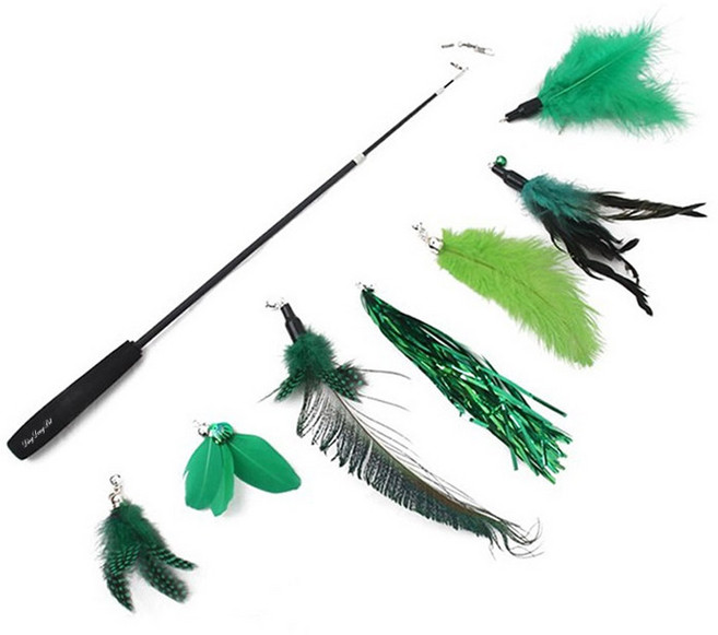 딩동펫 고양이 컬러풀 낚싯대 8종 세트, 그린, 1세트