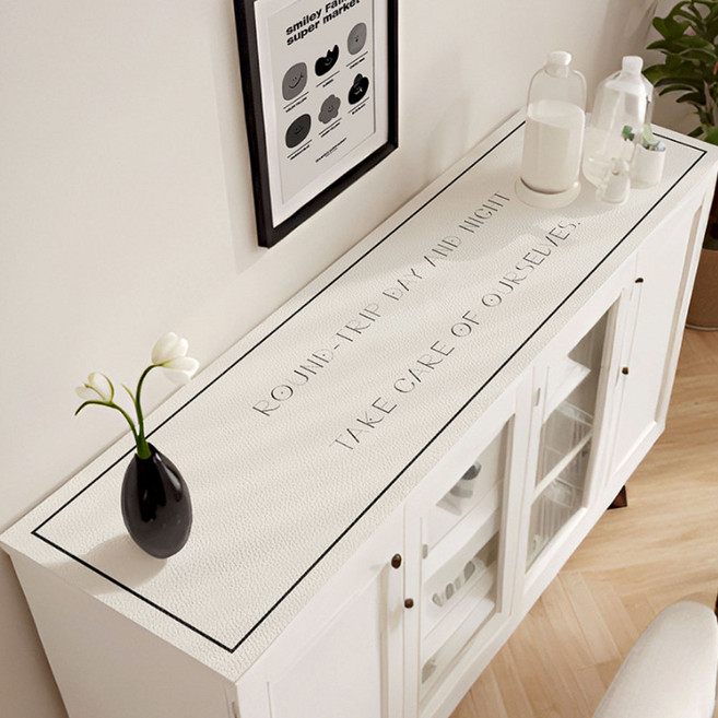 지앤와이 모던 방수 가죽 수납장 캐비닛 매트, 라인레터, 1개